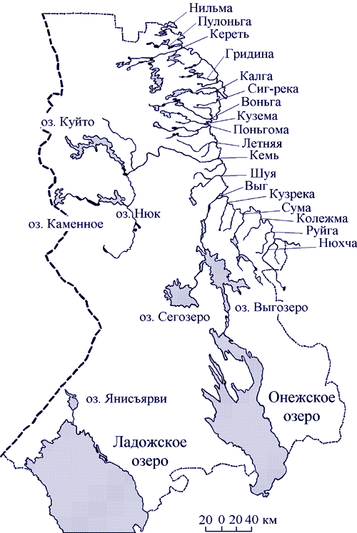 Карта карелии реки и озера