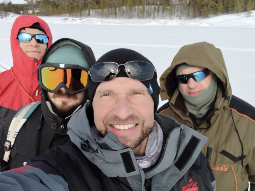 Участники экспедиции на ББС &quotКартеш", слева направо: Александр Коник, Егор Свергун, Алексей Толстиков и Роман Здоровеннов